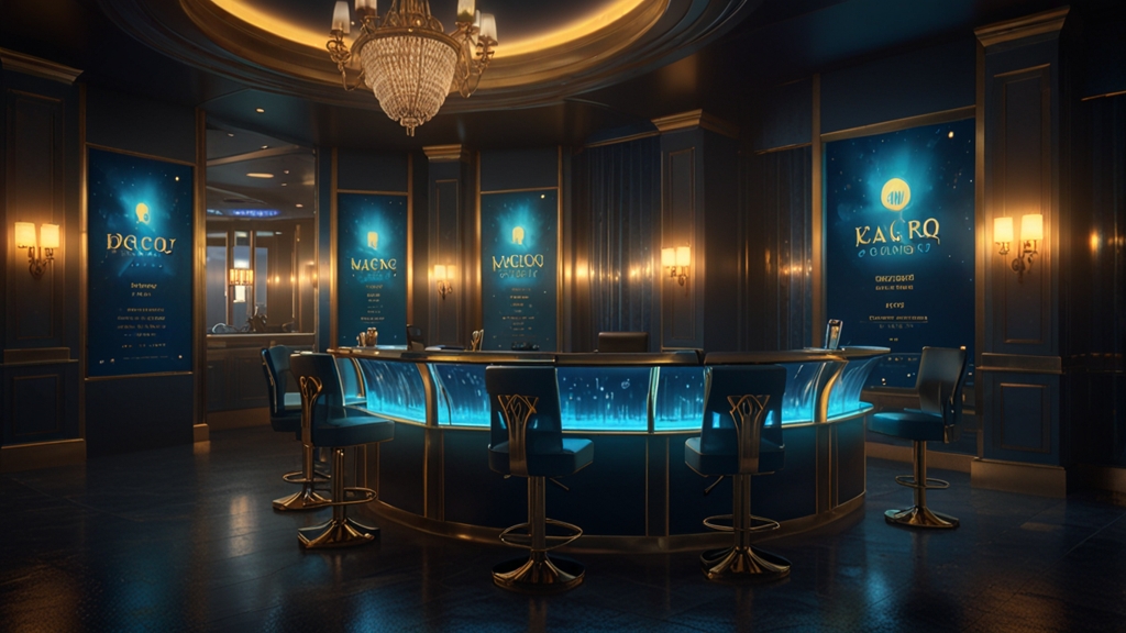 A casino help desk style FAQ illustration in a dark neon setting