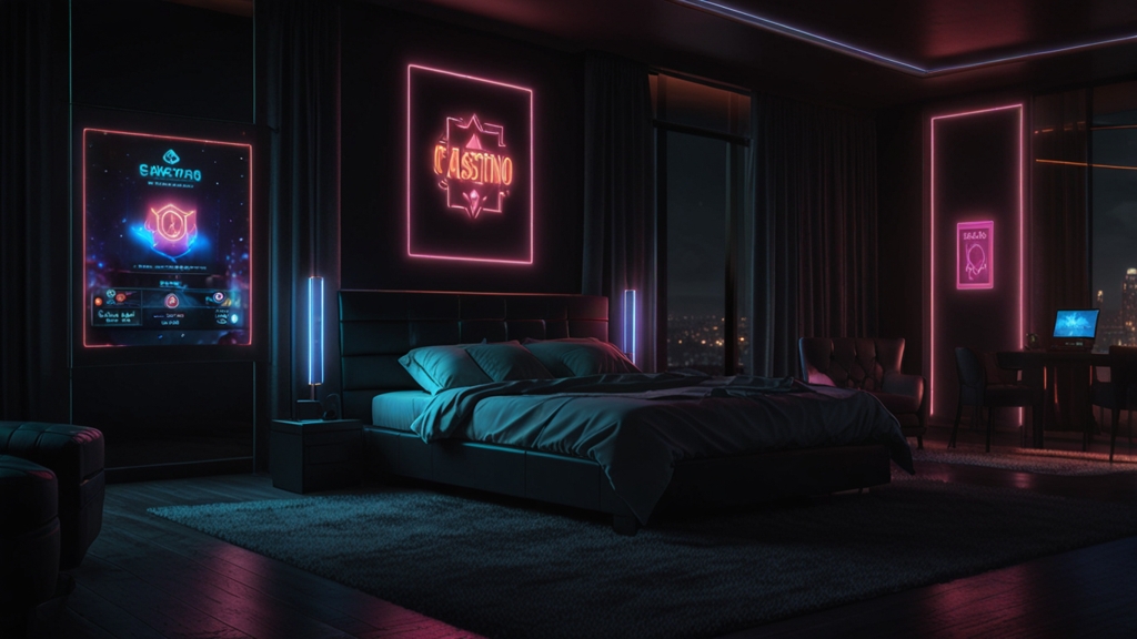 Smartphone installing a casino app with a progress bar in a dark room