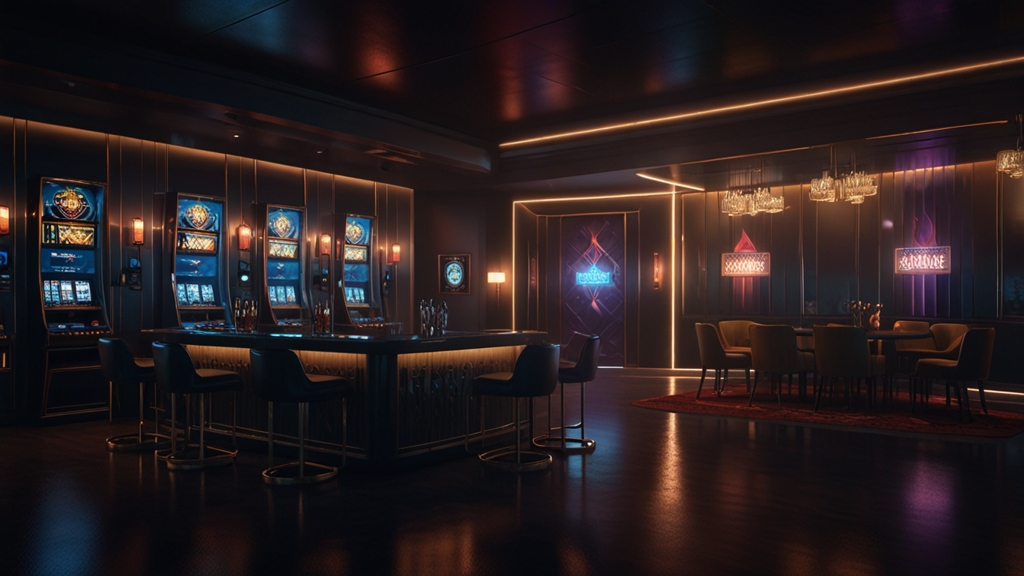 Smartphone login screen with security icons in a dark casino lounge