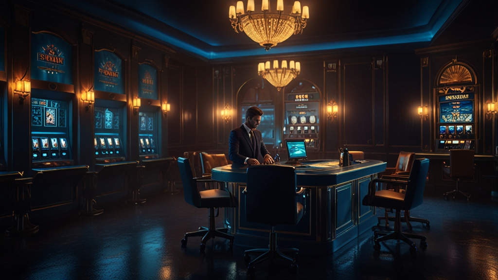 Withdrawal review desk with documents and approval status in a casino office